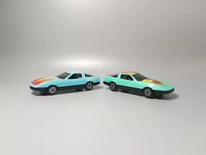 1980's Chevrolet Corvette 1984 Coupe Yatming Blue & Green Diecast Beach Car Lot - Picture 1 of 12