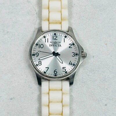 Reloj Invicta Angel Mujer 37mm Banda Silicona Blanca Tono Plateado Batería Nueva Foto 1 de 4