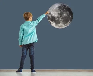 Full Moon Wall Decal - Large Vinyl Space Decor for Kids Room and Bedroom - Picture 1 of 10