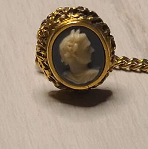 Cravatta/spilla vintage dio greco imperatore romano blu e bianco - Foto 1 di 5