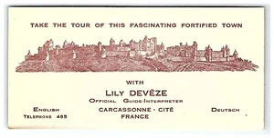Francia Carcassonne Giglio Deveze Guida Interprete Biglietto da Visita Vintage - Foto 1 di 3