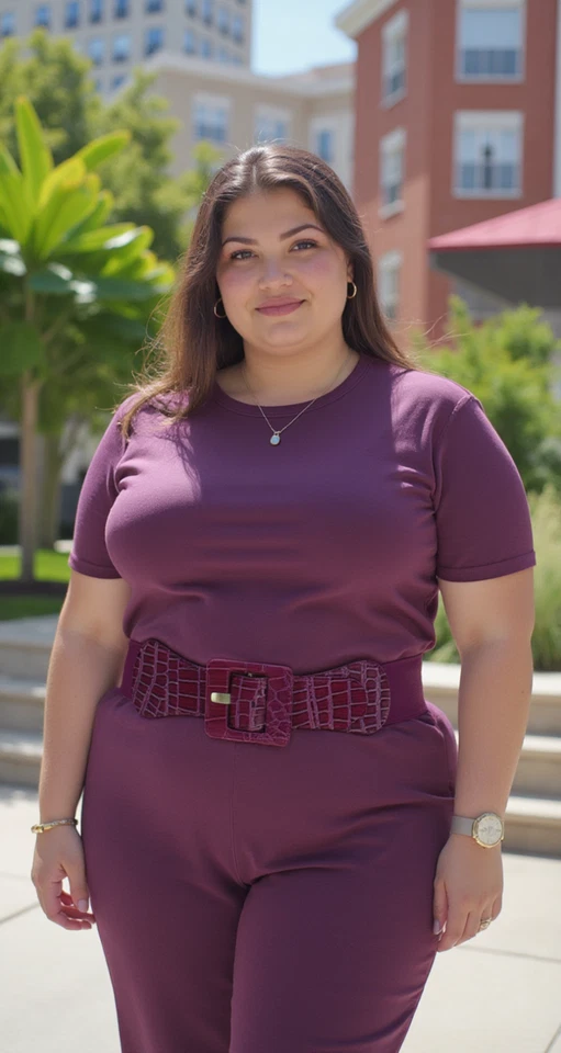 New Women Fashion Pink Purple Elastic Fabric Belt Square Buckle Hip Waist M L XL - Image 1 of 4