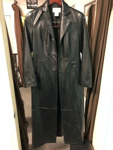  TOGETHER WOMEN'S FULL LENGTH LEATHER LOOK COAT TRENCH COAT PATTERN SIZE 4 USED - Picture 1 of 12