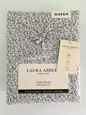 NIP Laura Ashley Queen Sheet Set 4 PCS 100% Cotton Flowers Luxury Purple Green