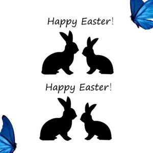 2 Pcs Happy Easter Sticker Rabbit Wall Decals DIY Home Bedroom - Picture 1 of 11