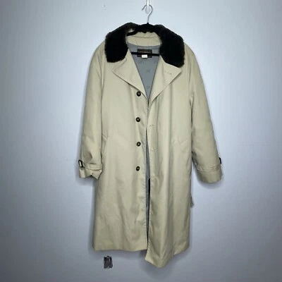 Gabardina de Colección Eddie Bauer Plumón de Ganso Cuello de Piel Sintética Beige Botón Talla Grande Foto 1 de 4