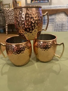 Moscow Mule Mugs 19oz Set of 3 Copper Handcrafted Hammered Cocktail Cups - Picture 1 of 2