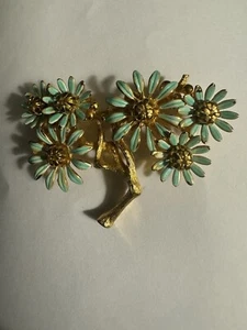 Vendome Vintage 60's Daisy Flower Brooch Pin Rhinestones Goldtone Large - Picture 1 of 6