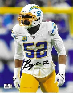 Foto 8x10 autografiada firmada por Khalil Mack Los Angeles Chargers - Imagen 1 de 2