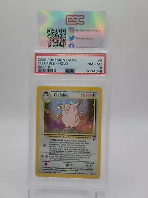 PSA 8 - Clefable Holo - 2000 Pokemon Base Set II - 5/130  - Image 1 of 2