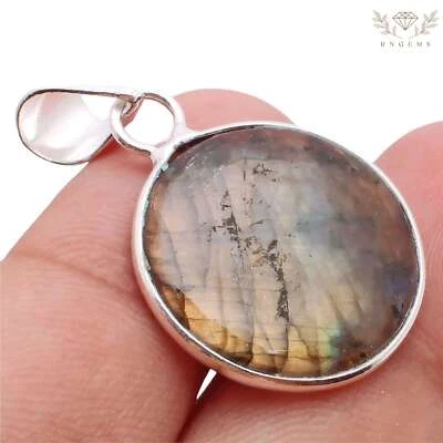 Labradorite Edelstein 925 Versilberter Anhänger Handmade Schmuck Geschenk 2.7cm - Bild 1 von 3