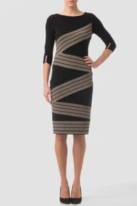 JOSEPH RIBKOFF Vestido Jersey UK 14, US 12 / Elástico Forrado Geométrico Bodycon - Imagen 1 de 8