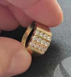 Men's Wedding Christmas Gift Ring 3Ct Lab Created Diamond 14K Yellow Gold Plated - Picture 1 of 4