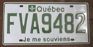 Quebec 2019 ELECTRIC VEHICLE License Plate # FVA9482 - Picture 1 of 1