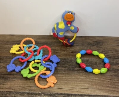 Lote de juguetes para bebés cuentas animales eslabones anillos felpa caballo mordedores colores juego infantil Foto 1 de 4