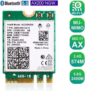 Tarjeta de red Intel AX200NGW M.2 WiFi 6 doble banda 3000 Mbps Bluetooth 5.2 WiFi - Imagen 1 de 6