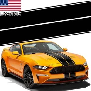 78'' Black Hood Roof Rally Racing Stripe Vinyl Decal Sticker For Ford Dodge Etc - Foto 1 di 12