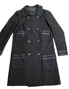 Cappotto doppiopetto donna Derek Lam bordo seta nero taglia 6 2506 - Foto 1 di 12