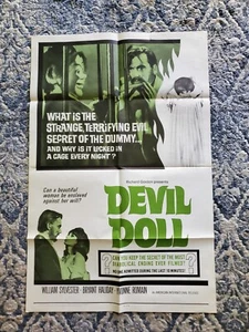 MUÑECA DIABLO 1964 póster original de una hoja de película YVONNE ROMANA/BRYANT Horror - Imagen 1 de 9