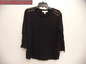 Top donna Michael Kors nero impreziosito manica 3/4 scollo a scoop XL 193599051246 - Foto 1 di 10