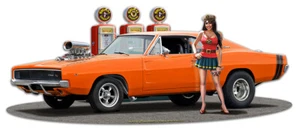 1968 DODGE CHARGER DRAG RACING GASSER Laser-cut Metal Sign by Larry Grossman - Picture 1 of 2