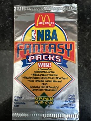 1992-93 Upper Deck NBA Basketball McDonald’s Foil Fantasy Pack. Jordan, Shaq RC? - Image 1 of 2