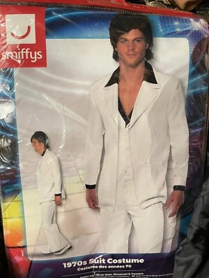 Disfraz de traje Smiffys años 70, blanco (talla grande) Foto 1 de 2