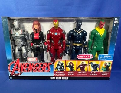 Black Widow Panther WAR MACHINE Vision AVENGERS Marvel TITAN HERO SERIES Paquete de 5 Foto 1 de 4