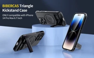 Bibercas IPhone 14 Pro Max Anti Drop Phone Case With Stand Black - Picture 1 of 1