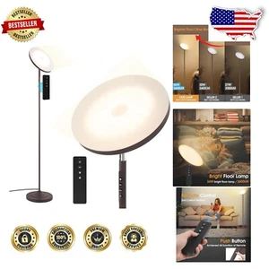 Elegant Copper Brown Floor Lamp: Remote-Controlled & Energy Efficient Lighting - Picture 1 of 9