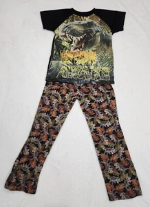 Boy's Black Dinosaur PJ Pants And Shirt Set S 6/7 (12/14) - Picture 1 of 6