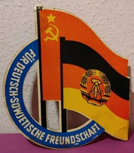 DDR DEVOTIONALIE 1 PAPP SCHILD-DSF- Deutsch-Sowjetische Freundschaft 34 x 38 cm  - Bild 1 von 3