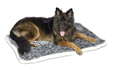 MidWest Quiet Time Fleece Reversible Dog Crate Mat, Gray Spotted Print, 48-inNEW - Image 1 of 4