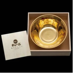 天下一品 TENKAIPPIN Pottery Golden Ramen Bowl Donburi With paulownia box from japan - Bild 1 von 3