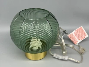 New 8" Beautiful Light Green Ribbed Glass Table Lamp Brass Base Drew Barrymore - Picture 1 of 4