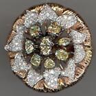 Large 172Ct White And Fancy Yellow Diamond 18Kt Yellow Gold 3D Sunflower Fun Ring