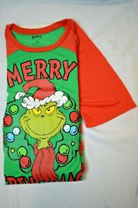 Dr. Seuss Grinch Merry Grinchmas Pajama Set Size Medium UNISEX Short Sleeve NEW