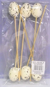 Ostern 6 Steck-Eier Styropor 4,5 cm natur gesprenkelt 24 cm Stab NEU in Folie - Bild 1 von 1