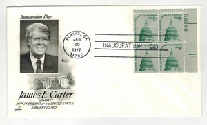 JIMMY CARTER PRESIDENT 1977 INAUGURATION DAY JEC-12 PLATE BLOCK PLAINS GEORGIA - Picture 1 of 1