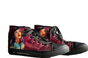 Canvas shoes (high top Converse style) in black Burgundy pop culture Sneakers