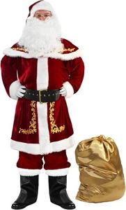 Herren Deluxe Weihnachtsmann Anzug 12tlg. Weihnachtsmann Kostüm Weihnachten Erwachsene - Bild 1 von 5