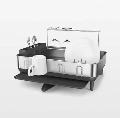 Estante de secado de platos de cocina Simplehuman, acero inoxidable cepillado Foto 1 de 4