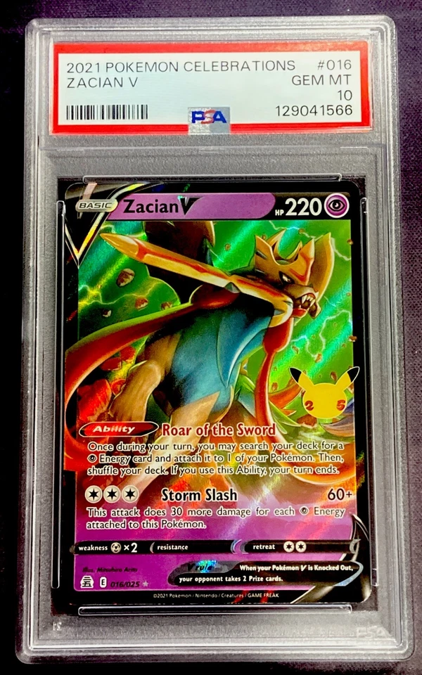 2021 Pokemon Celebrations #016 ZACIAN V PSA 10 GEM MINT *1566 - Image 1 of 2
