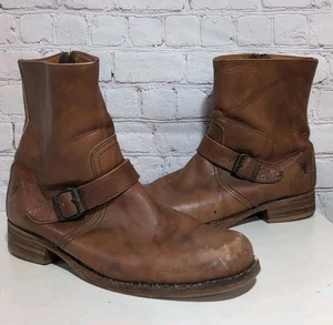 Vintage Men’s Frye Short Boots Leather Brandy Brown Color Size 11 Front Harness  - Picture 1 of 21