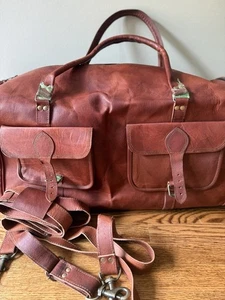 "Bolso de fin de semana YKK plegable genuino 100 % cuero 30""" - Imagen 1 de 6