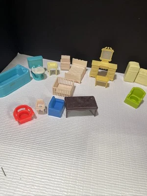 Lote de muebles vintage para casa de muñecas Plasco dormitorio baño cocina Foto 1 de 4