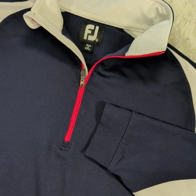 FootJoy Golf Pullover Mens M Navy Blue Quarter Zip Performance Stretch Jacket - Image 1 of 4