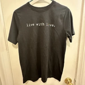 Hope & Wander Black Graphic Tee - Live with Love Kids Large Great Condition - Picture 1 of 4