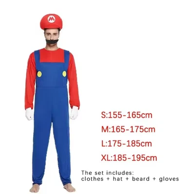 GAME MARIO SUPER LUIGI BROTHERS UNIFORM SET COSPLAY COSTUME HALLOWEEN COSTUME H2 - Image 1 of 4