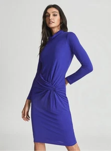 REISS Freya Blue Tailored Midi Dress | Size M - Picture 1 of 11